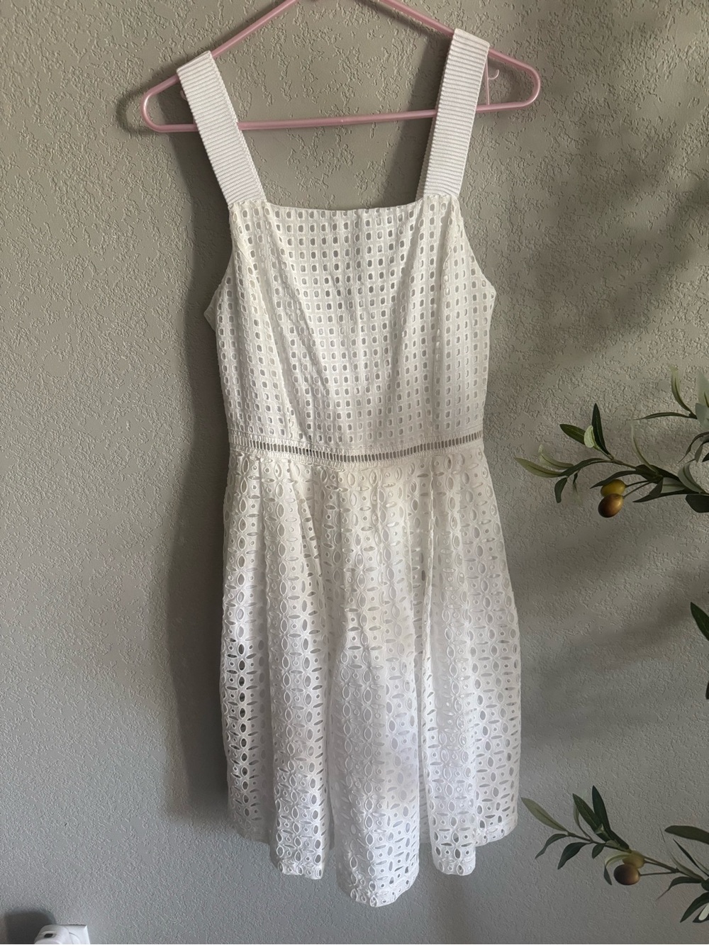 PINKO White Cotton Eyelet Embroidered Square Neck Fit Flare Mini Dress US 4